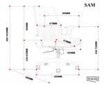 Кресло поворотное SAM серый/белый каркас