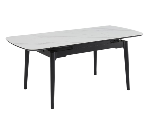 Стіл DUBLIN CERAMIC 120(180)*80 білий мат/чорний каркас
