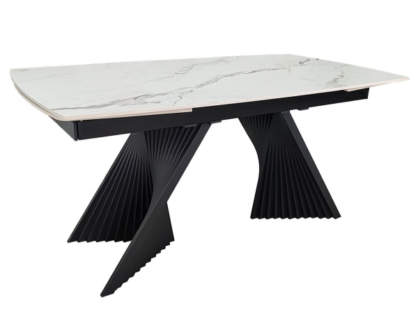 Стіл EDMUND CERAMIC 160(240)*90 білий мат/чорний