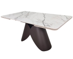 Стол AGNES CERAMIC 160(240)*90 белый позолоченный мат/коричневый