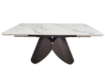 Стол AGNES CERAMIC 160(240)*90 белый позолоченный мат/коричневый