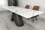 Стол AGNES CERAMIC 160(240)*90 белый позолоченный мат/коричневый