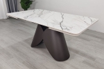 Стол AGNES CERAMIC 160(240)*90 белый позолоченный мат/коричневый