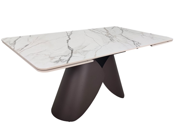 Стол AGNES CERAMIC 160(240)*90 белый позолоченный мат/коричневый