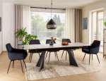 Керамический обеденный стол LACONI 160(220)*90+ 6 кресел LINEA VELVET черный/черный