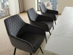 Керамический обеденный стол LACONI 160(220)*90+ 6 кресел LINEA VELVET черный/черный