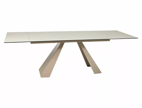 Стіл SALVADORE CERAMIC 160(240)*90 бежевий травертин/кашемір