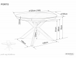 Стіл PORTO CERAMIC 120(160)*120 білий PANDORO/чорний