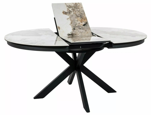 Стіл PORTO CERAMIC 120(160)*120 білий PANDORO/чорний