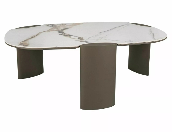 Журнальний столик ADORO B CERAMIC білий AMBER BIANCO/мідний 105*65