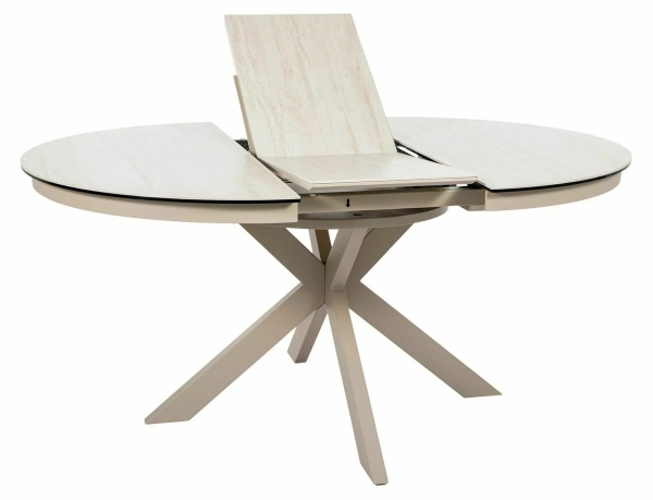 Стіл PORTO CERAMIC 120(160)*120 бежевий травертин/кашемір