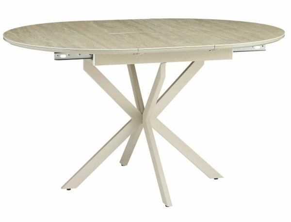 Стіл GASTON CERAMIC 100(135)*100 травертин/кашемір