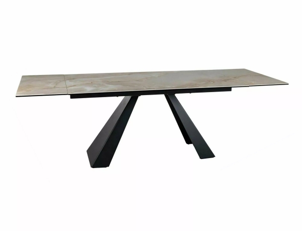 Стіл SALVADORE CERAMIC 160(240)*90 бежевий ONICE ORO/чорний мат