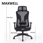 Крісло поворотне MAXWELL чорне/чорний каркас