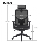 Кресло поворотное TOREN черное/черный каркас