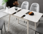 Стол TALLINN CERAMIC 90(120)*70 белый глянец/кашемир