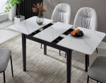Стол TALLINN CERAMIC 90(120)*70 белый/черный каркас