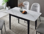 Стол TALLINN CERAMIC 90(120)*70 белый/черный каркас