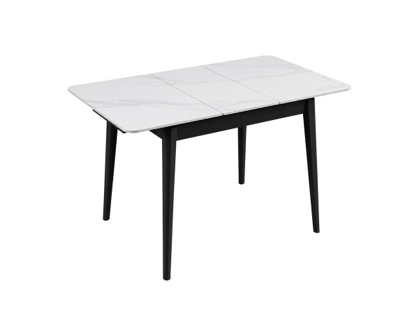 Стол TALLINN CERAMIC 90(120)*70 белый/черный каркас