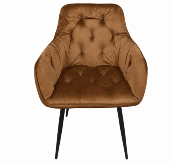 Стул с подлокотниками TABITI Perfect Home, черный каркас/Sic Velluto 30 Tobacco