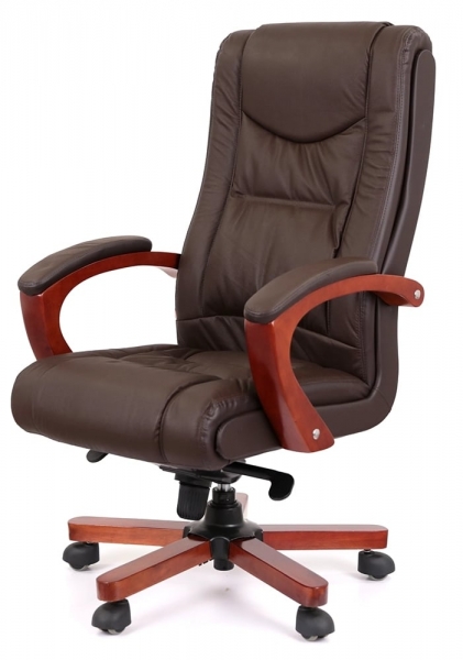 Крісло офісне АКЛАС Артур EX MB (Шкіра LC-K Dark brown/PU Dark brown)
