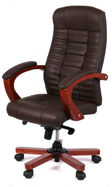 Крісло офісне АКЛАС Атлант EX MB (Шкіра LC-K Dark brown/PU Dark brown)