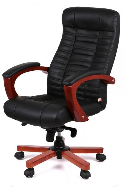 Кресло офисное Аклас Атлант EX MB (Кожа LC-A Black/PU Black)