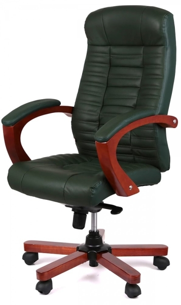 Крісло офісне АКЛАС Атлант EX MB (Шкіра Lux LC Green/PU Green)