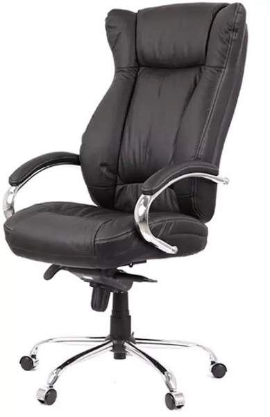 Кресло офисное АКЛАС Бадалона CH MB (Кожа LC-A Black/PU Black)