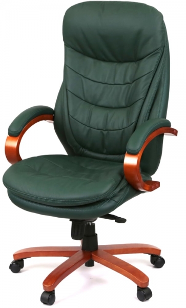 Крісло офісне АКЛАС Валенсія Soft EX MB (Шкіра Lux LC Green/PU Green)