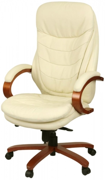 Крісло офісне АКЛАС Валенсія Soft EX MB (Шкіра LC-F Beige/PU Beige)