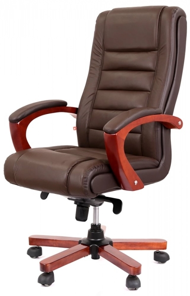 Кресло офисное Аклас Гаспар ЭХ МB (Кожа LC-K Dark brown/PU Dark brown)