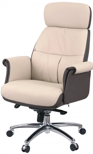 Крісло АКЛАС Драгобрат AL MB (Шкіра LC-F Beige/PU Dark brown)